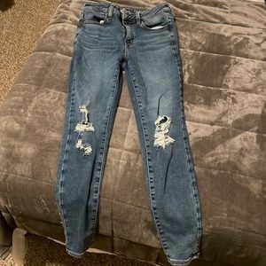 Jeans and miniskirt!